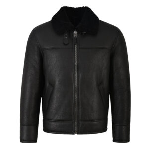 B-3 Black Leather Bomber Flight Polit Jacket