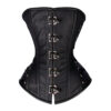 Black Leather Overbust Corset Claps Closure