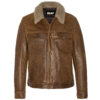 Trucker Buffalo Leather Jacket with sheep collar