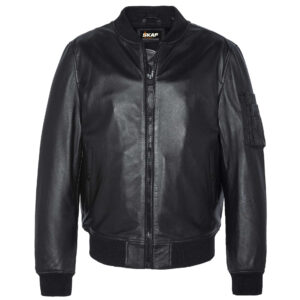 Leather Polit Bomber Flight Varsity Jacket M6