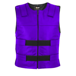 Men’s Bullet Proof style Leather Motorcycle Vest bikers Tactical waistcoat SWAT S1-Blue