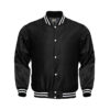 Light Weight Satin Bomber Varsity Jacket – Black